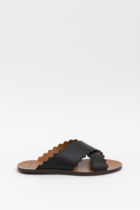 Ingrid Scalloped Slide Sandals