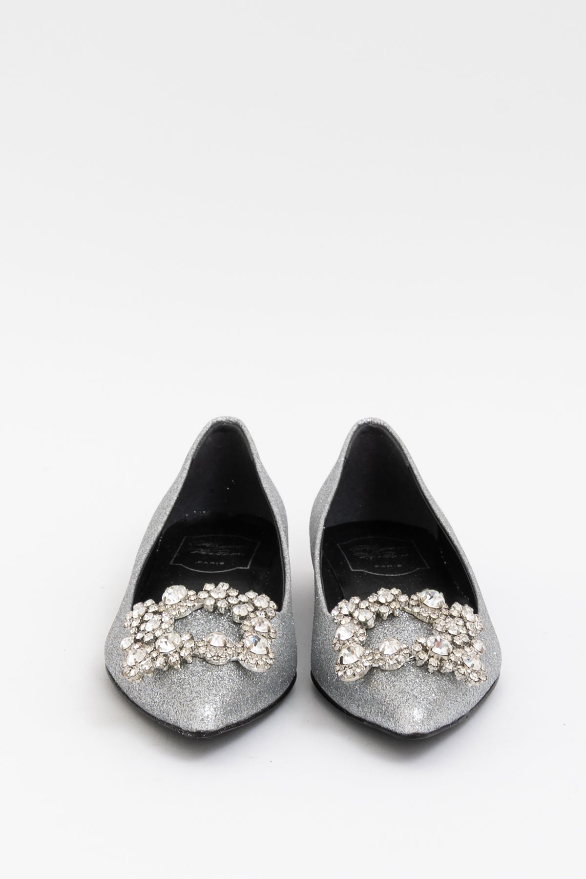 Crystal-Embellished Buckle Ballerinas
