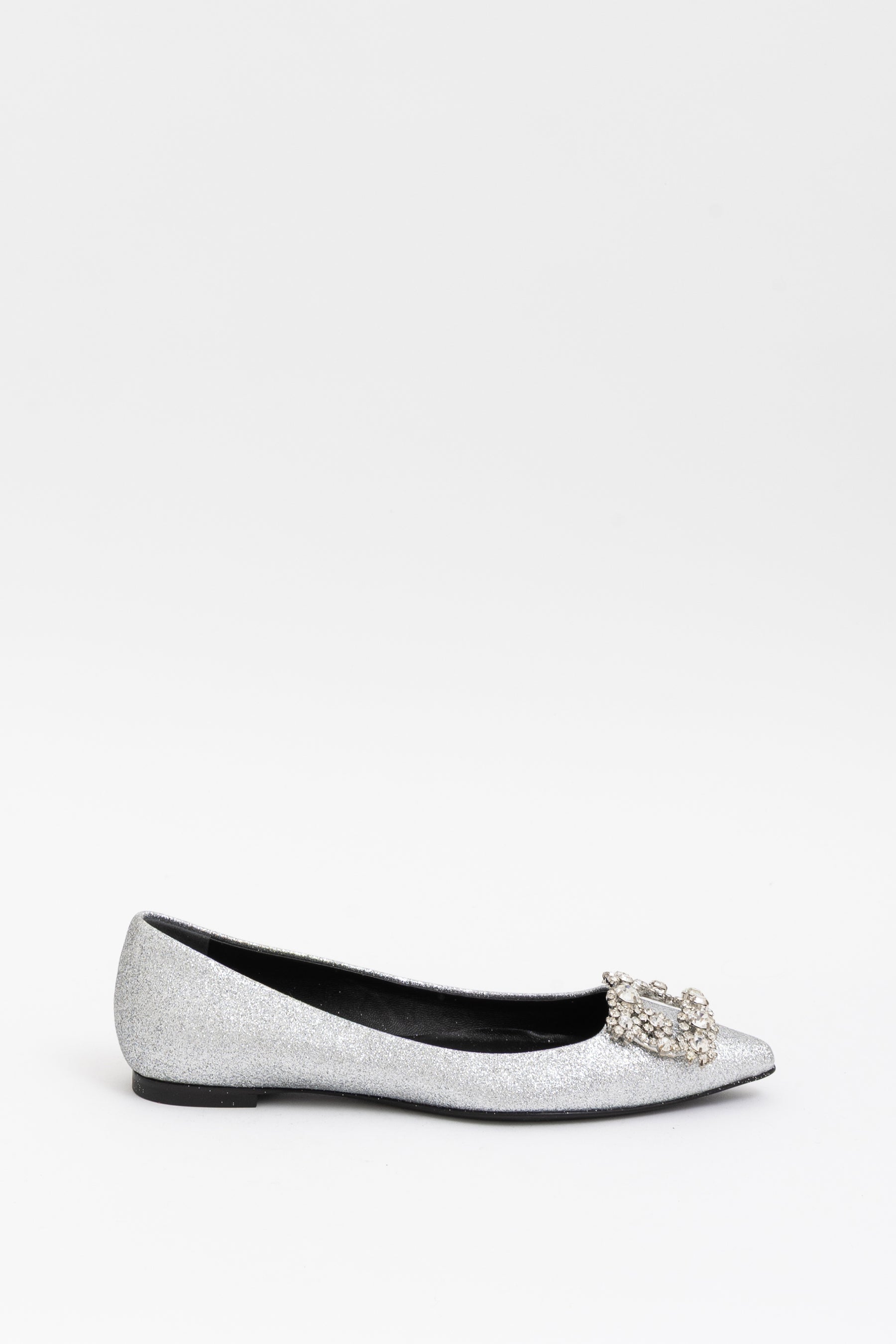 Crystal-Embellished Buckle Ballerinas