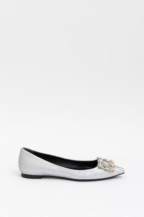 Crystal-Embellished Buckle Ballerinas