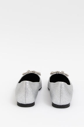 Crystal-Embellished Buckle Ballerinas