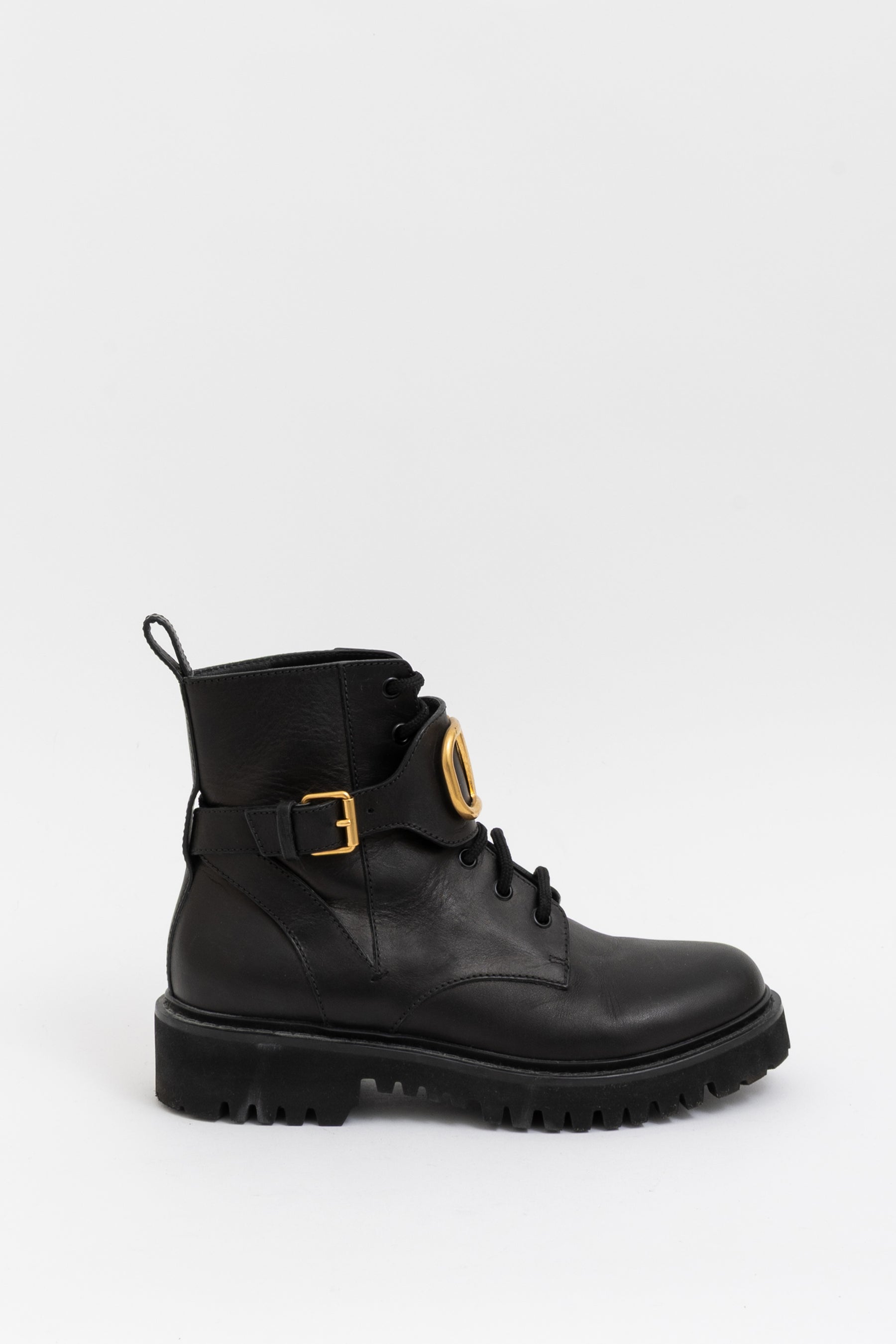 V Logo Lace Up Boots