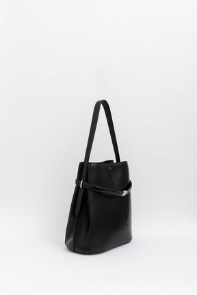Belted Naplack Leather Bucket Bag