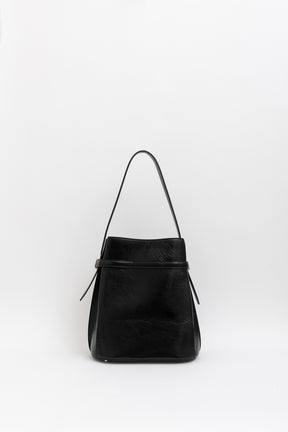 Belted Naplack Leather Bucket Bag