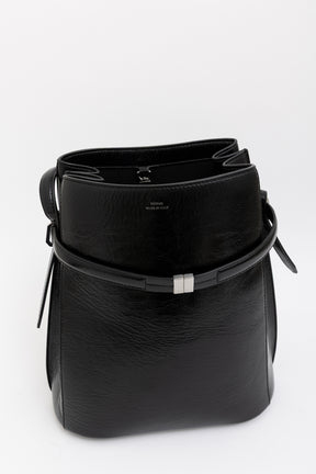 Belted Naplack Leather Bucket Bag