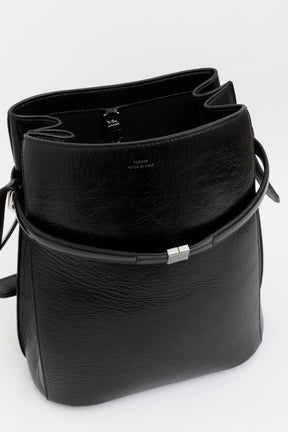 Belted Naplack Leather Bucket Bag