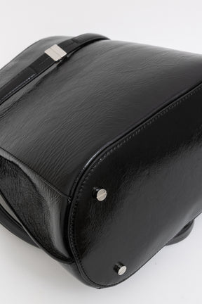 Belted Naplack Leather Bucket Bag