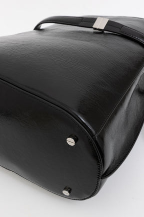 Belted Naplack Leather Bucket Bag