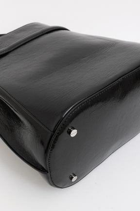 Belted Naplack Leather Bucket Bag