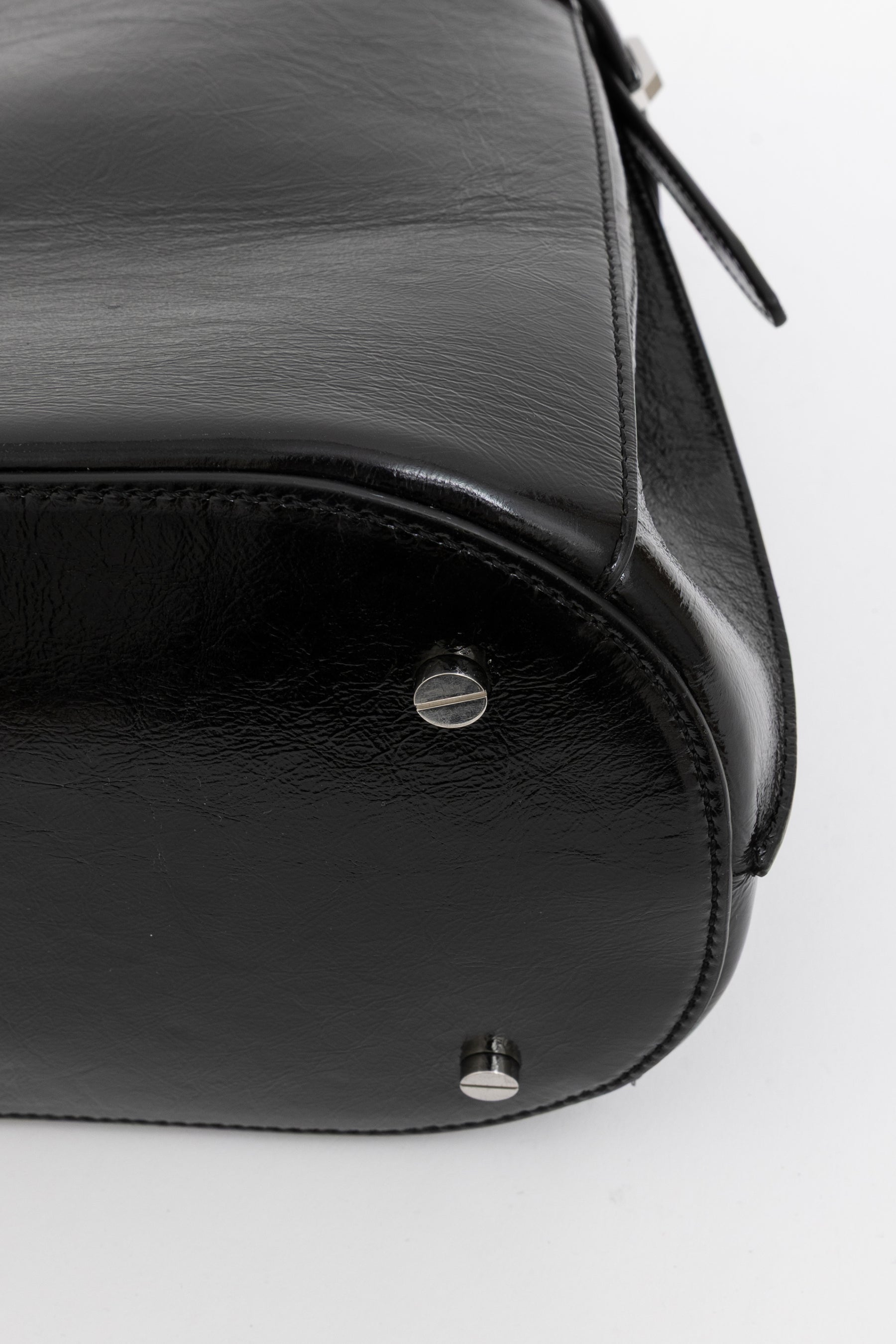 Belted Naplack Leather Bucket Bag