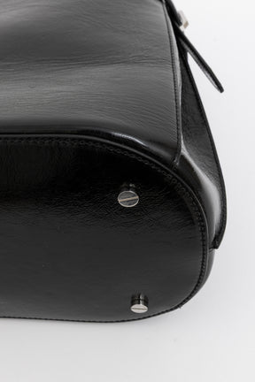 Belted Naplack Leather Bucket Bag