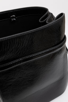 Belted Naplack Leather Bucket Bag