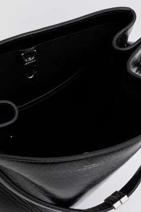 Belted Naplack Leather Bucket Bag