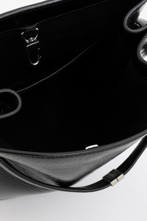 Belted Naplack Leather Bucket Bag