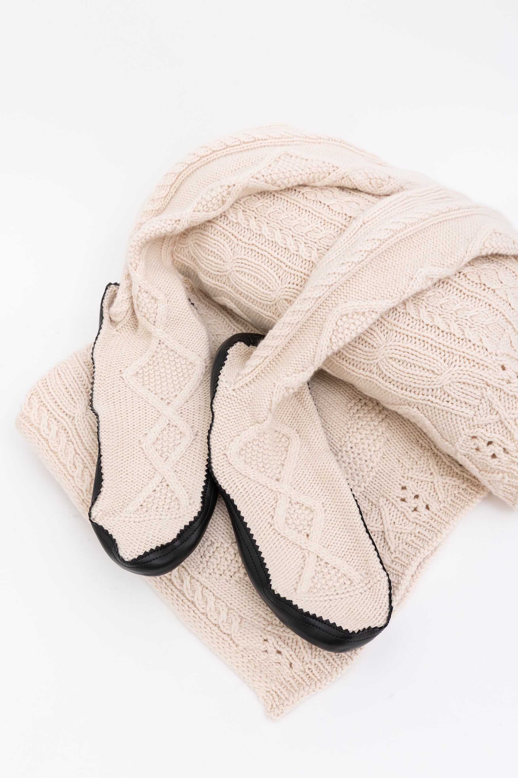 Cable-Knit Sock Slipper and Blanket Set