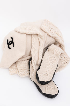 Cable-Knit Sock Slipper and Blanket Set