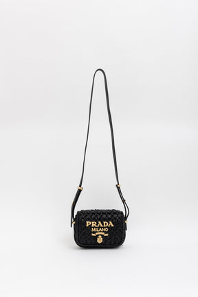 Raffia Logo Crossbody Bag