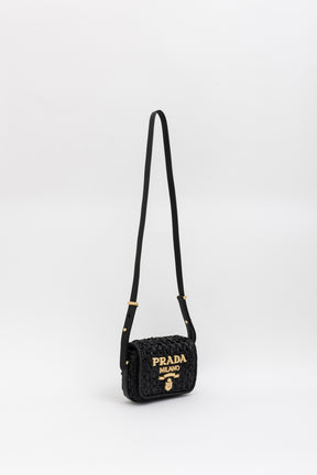 Raffia Logo Crossbody Bag