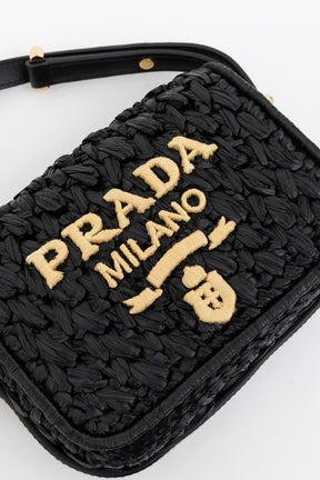 Raffia Logo Crossbody Bag