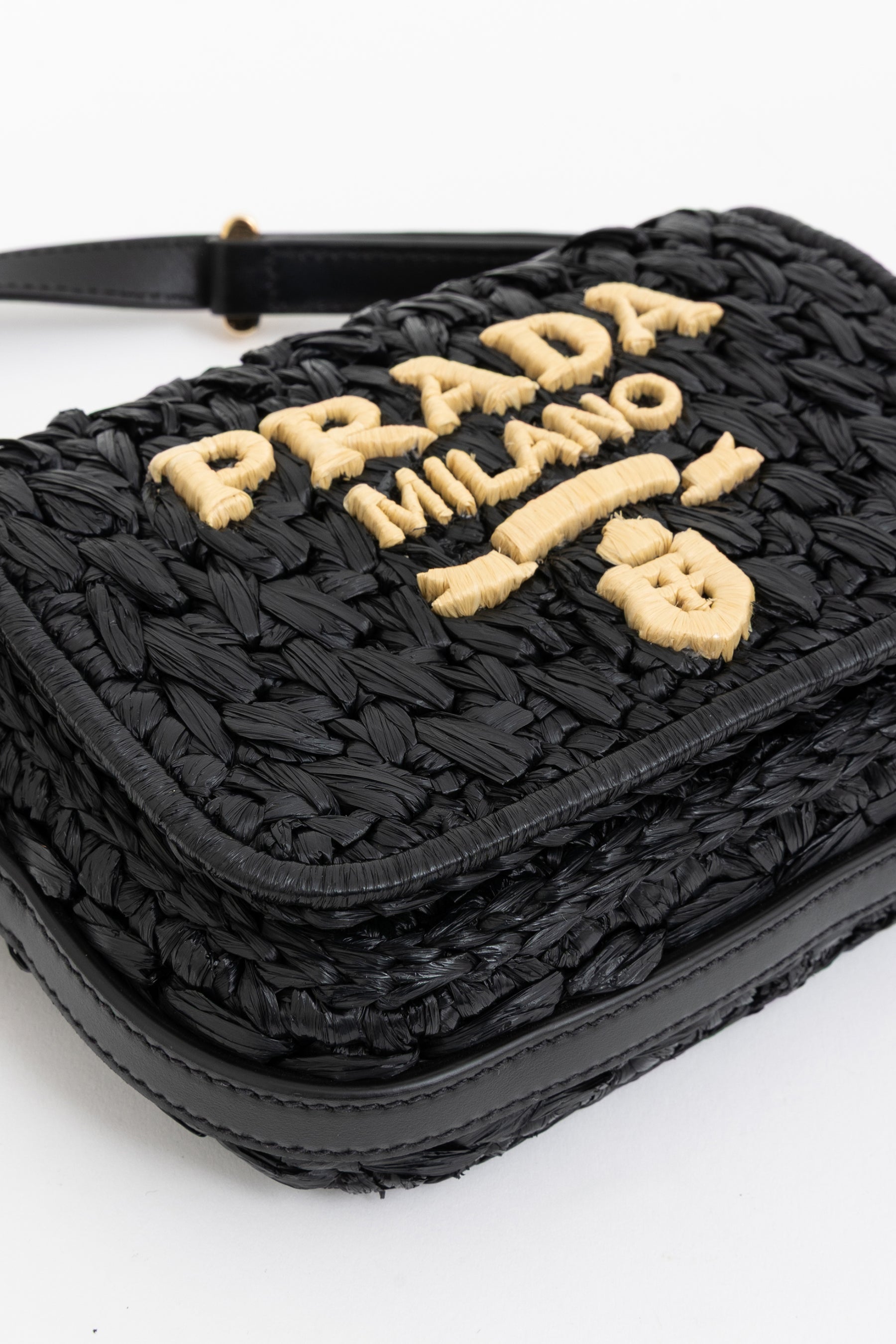 Raffia Logo Crossbody Bag