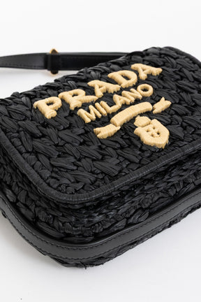 Raffia Logo Crossbody Bag