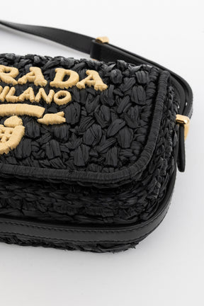 Raffia Logo Crossbody Bag