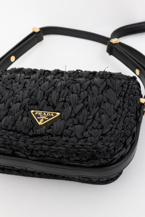 Raffia Logo Crossbody Bag