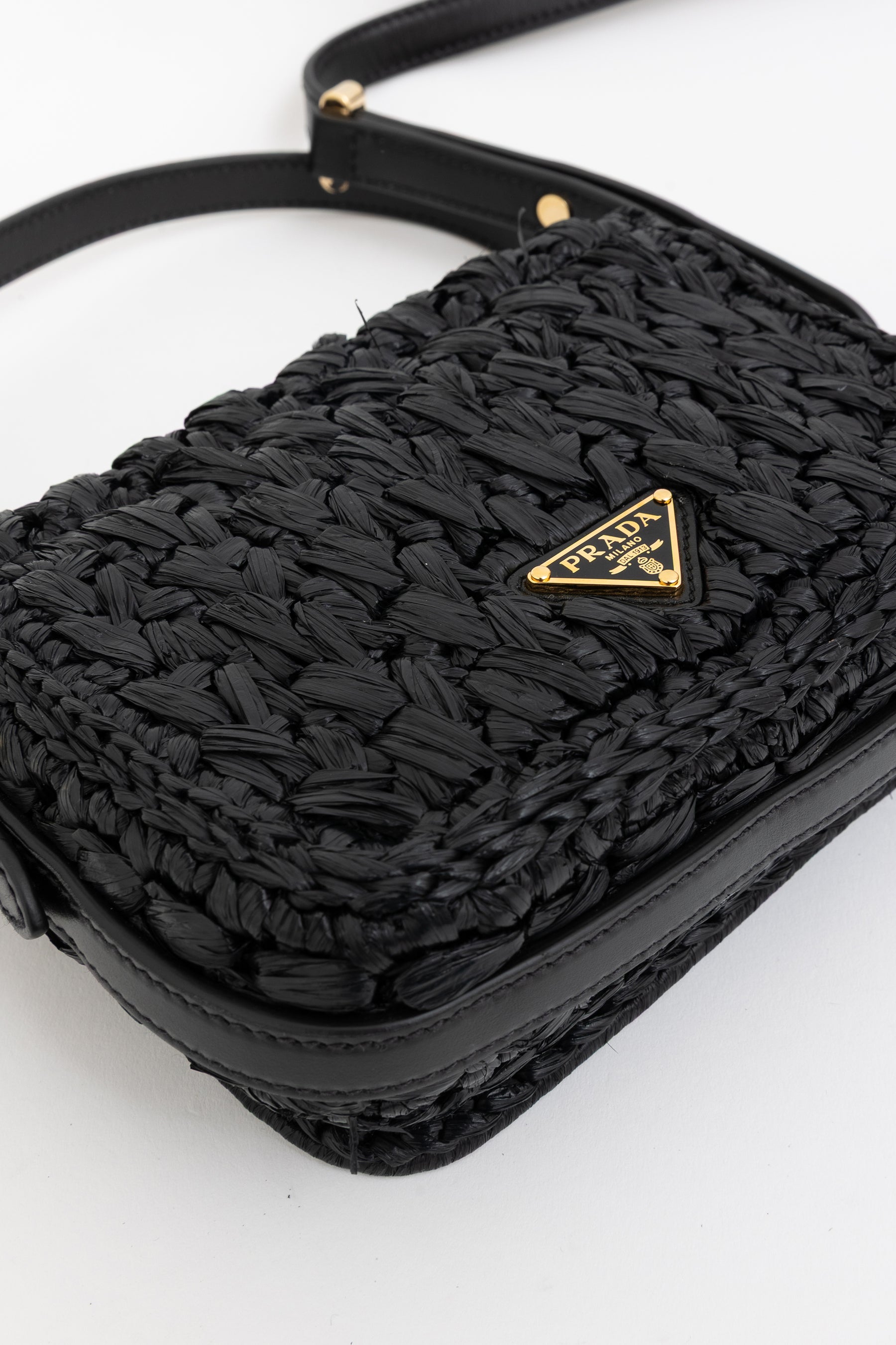 Raffia Logo Crossbody Bag