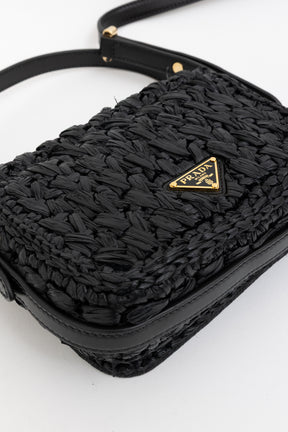 Raffia Logo Crossbody Bag