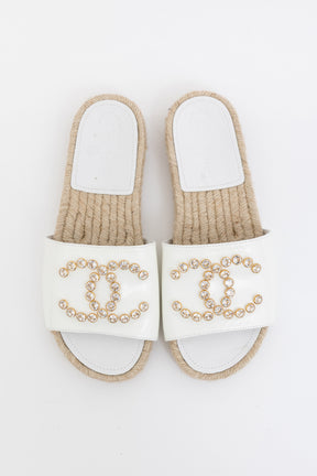 Crystal Logo Espadrille Slides