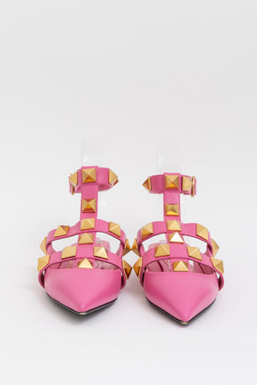 Roman Stud Pointed Ballerina Flats