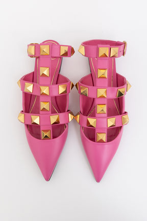 Roman Stud Pointed Ballerina Flats