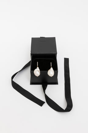 Diamond Bar Baroque Pearl Earrings