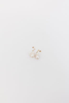 Diamond Bar Baroque Pearl Earrings
