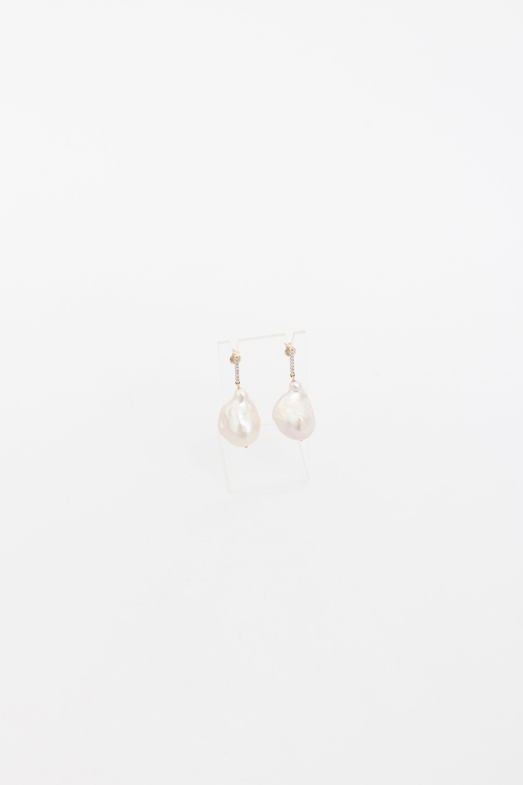 Diamond Bar Baroque Pearl Earrings