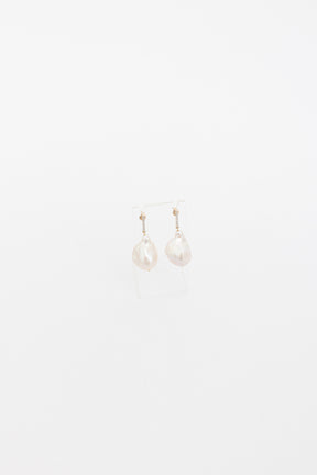 Diamond Bar Baroque Pearl Earrings