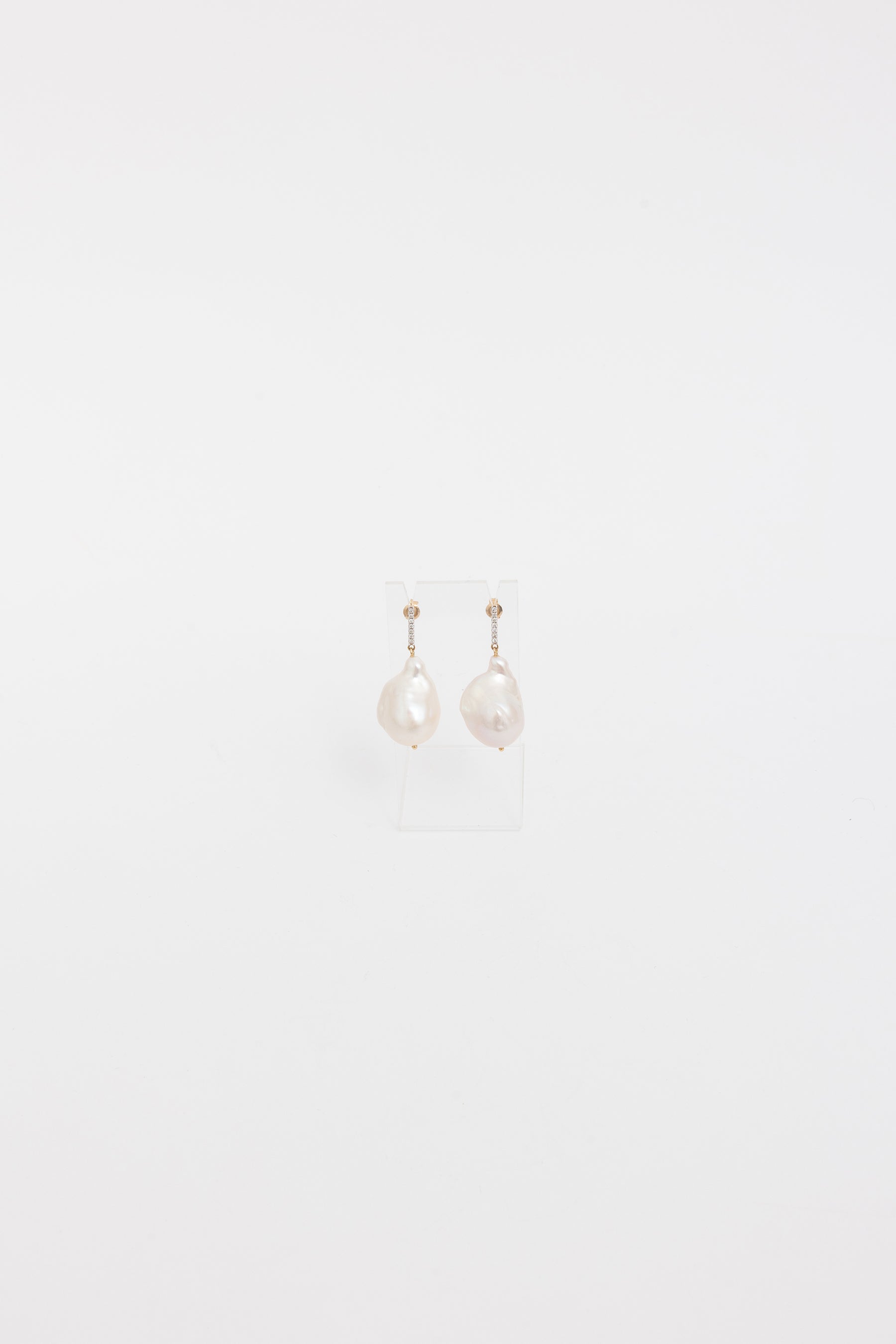 Diamond Bar Baroque Pearl Earrings