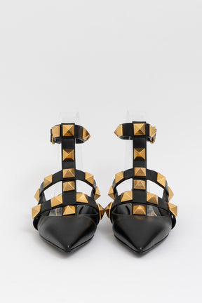 Roman Stud Pointed Ballerina Flats