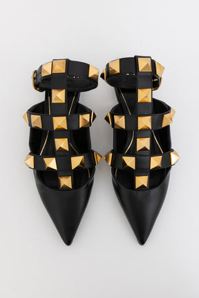 Roman Stud Pointed Ballerina Flats
