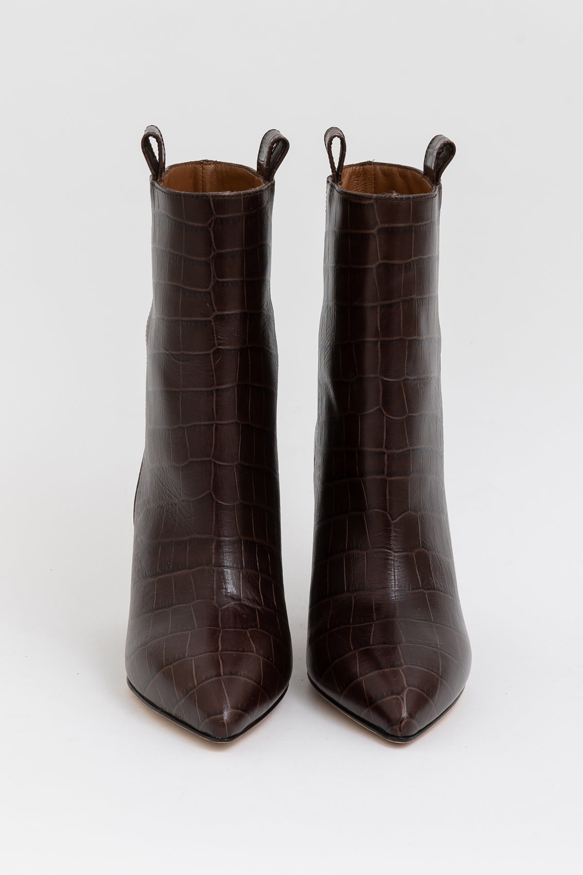 Croc-Embossed Ankle Boots