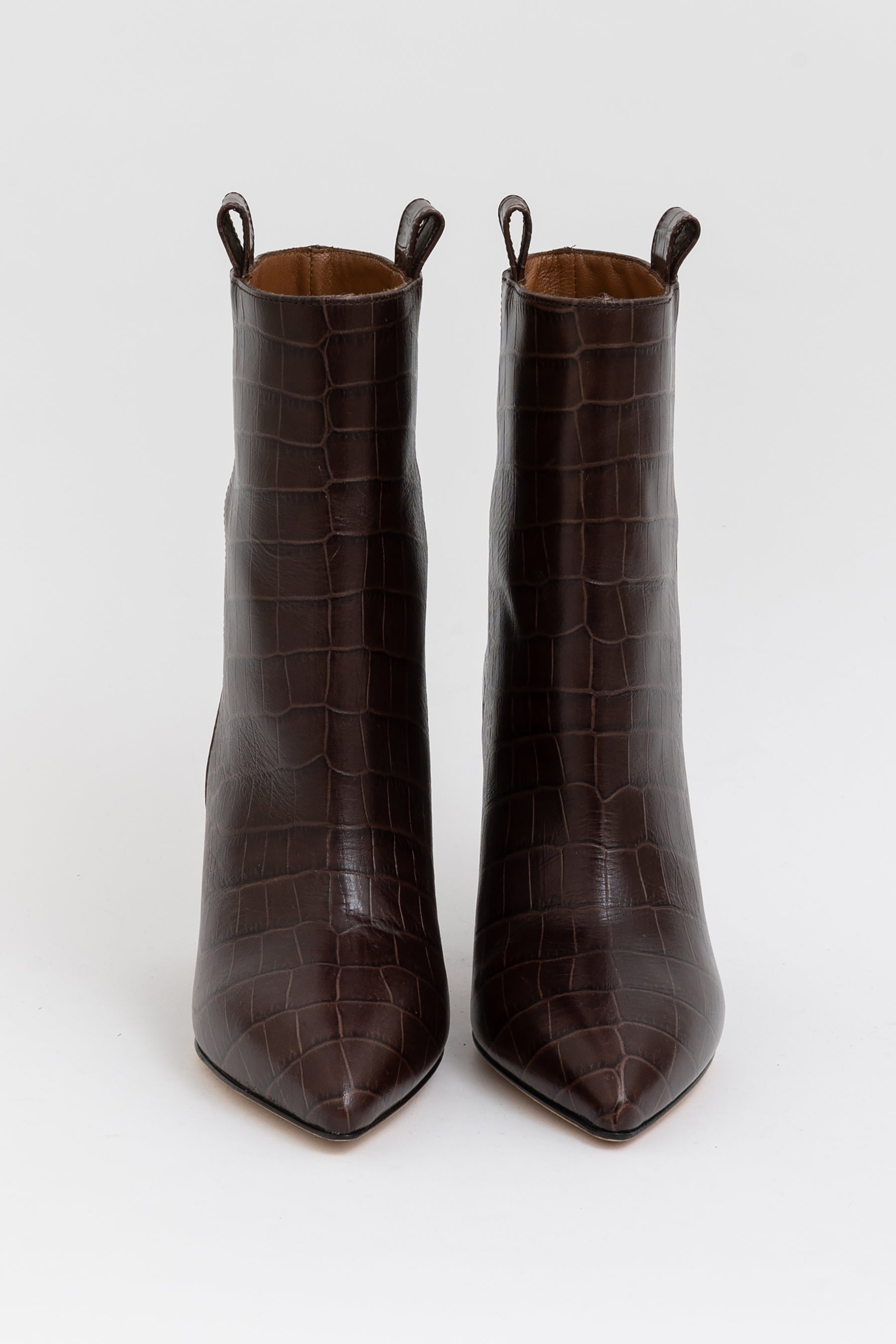 Croc-Embossed Ankle Boots