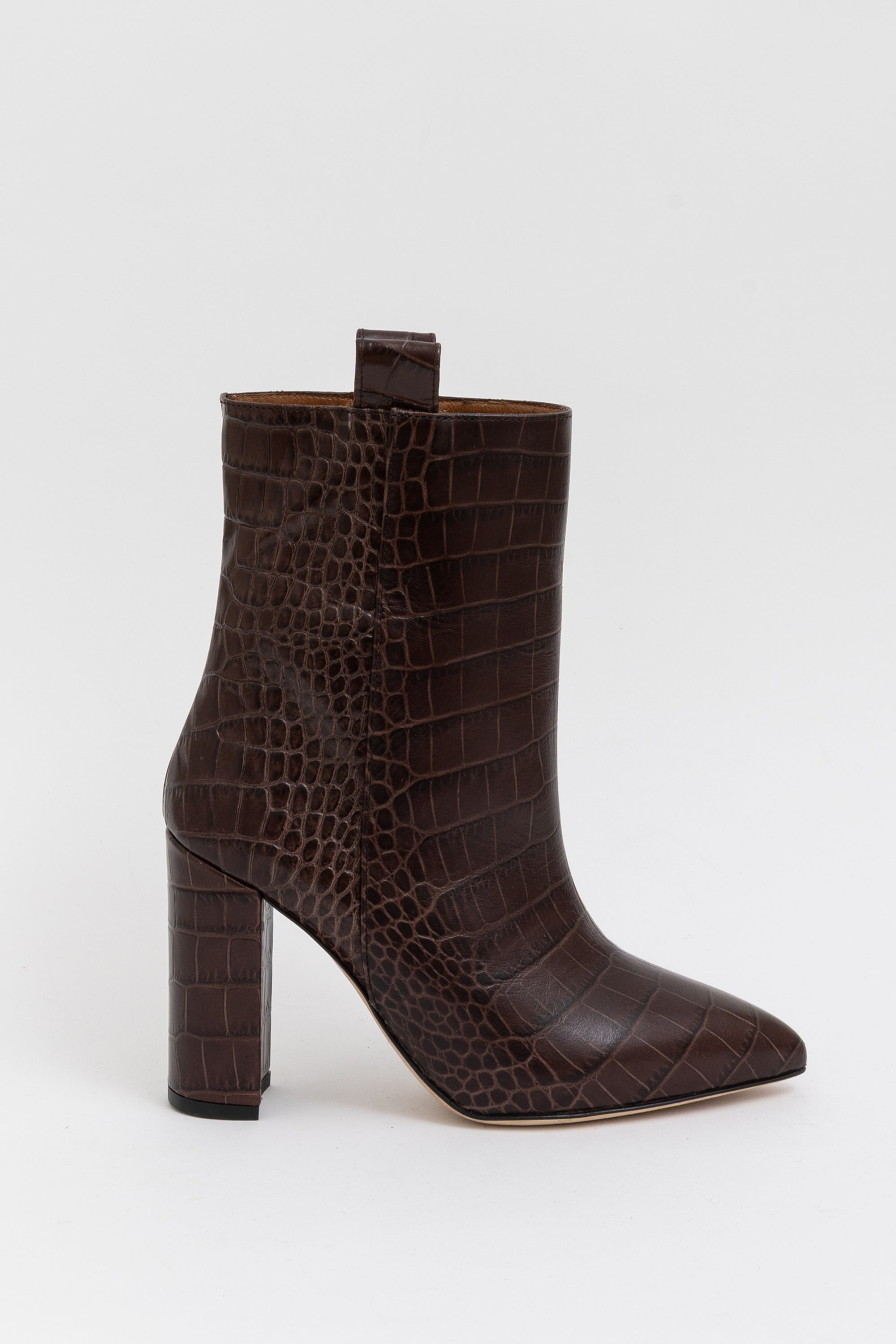 Croc-Embossed Ankle Boots