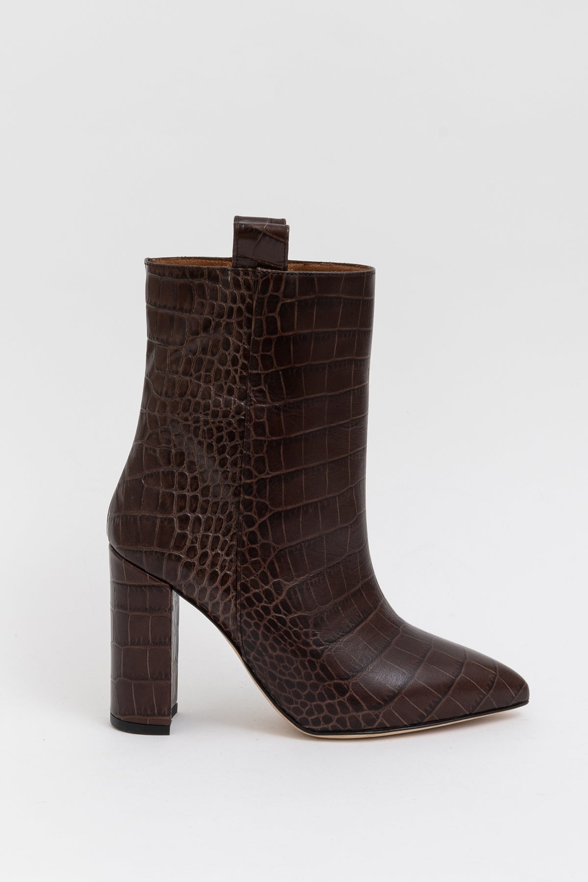 Croc-Embossed Ankle Boots