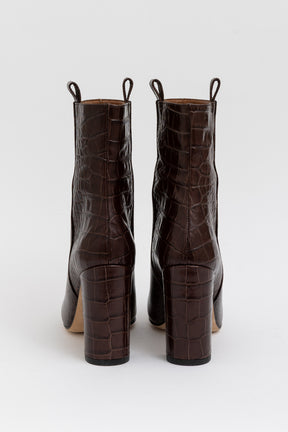 Croc-Embossed Ankle Boots