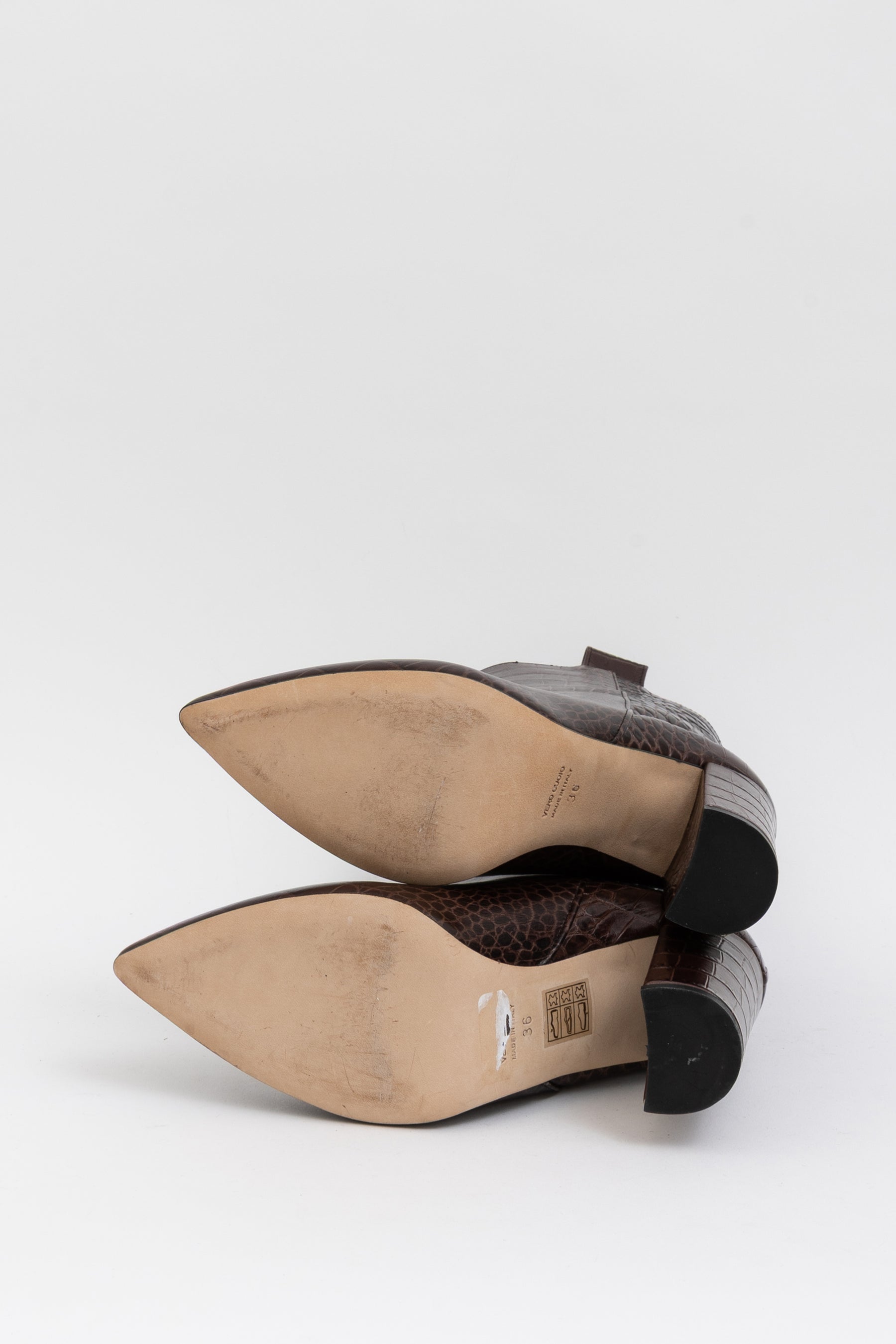 Croc-Embossed Ankle Boots