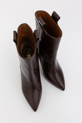 Croc-Embossed Ankle Boots