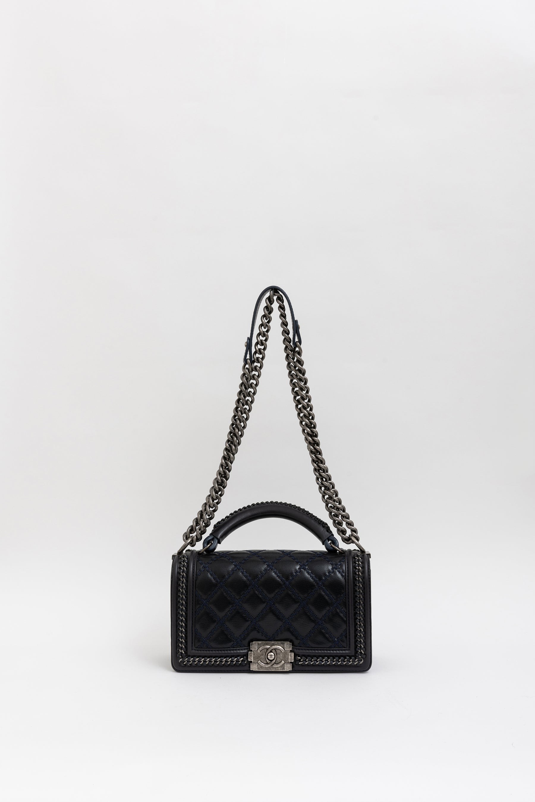 Boy Top Handle Chain Around Bag