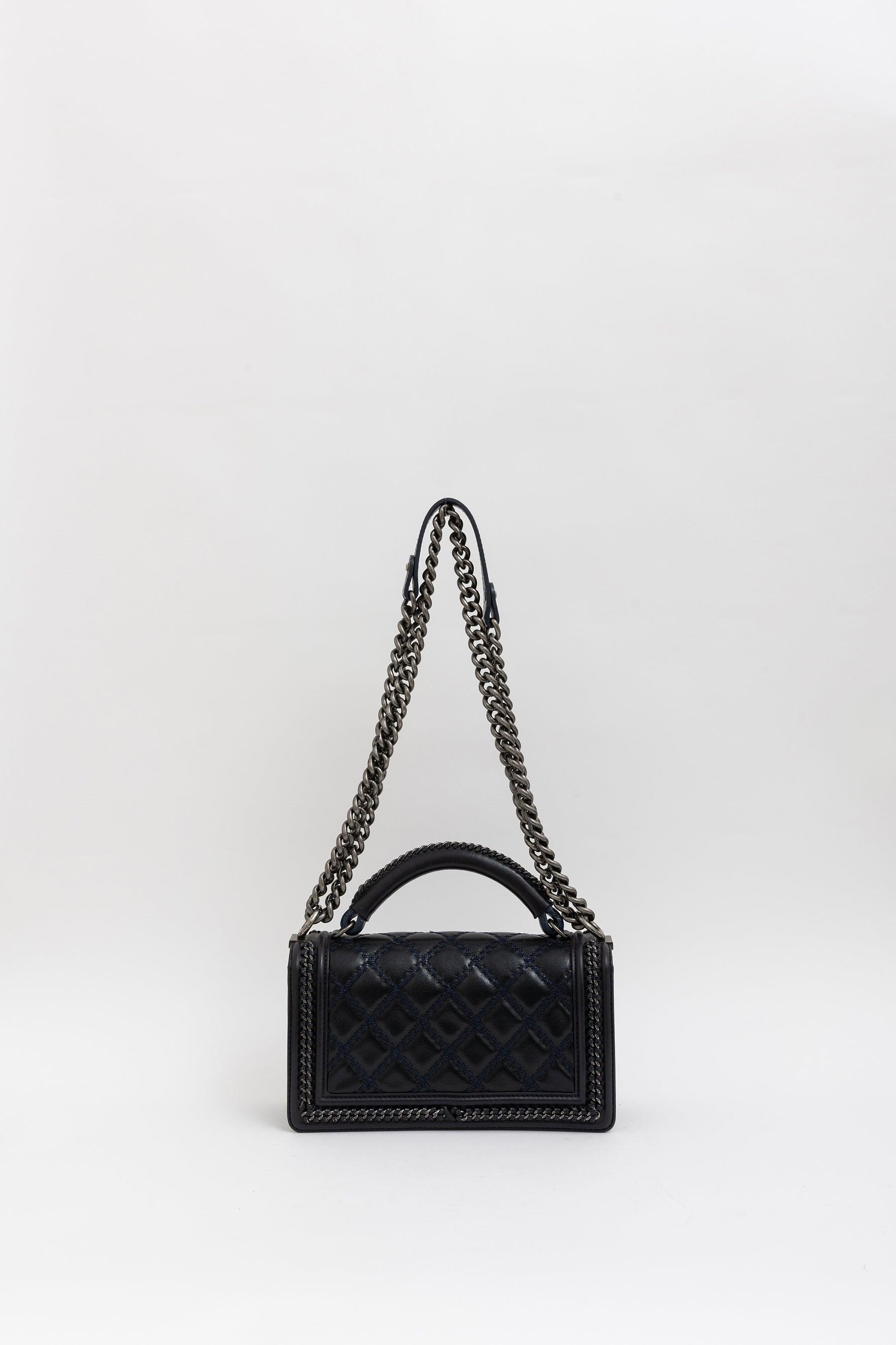 Boy Top Handle Chain Around Bag