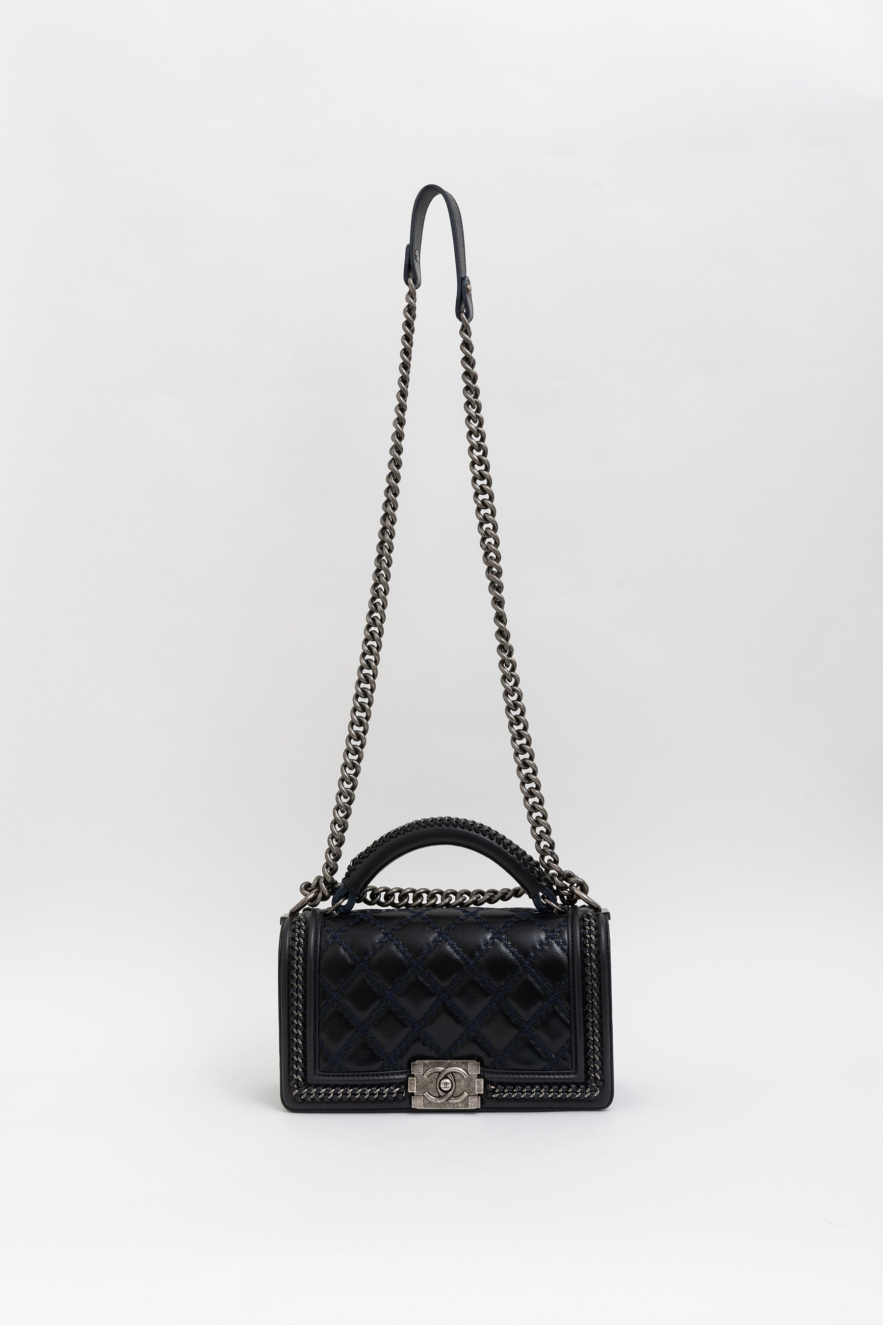 Boy Top Handle Chain Around Bag