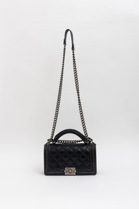 Boy Top Handle Chain Around Bag